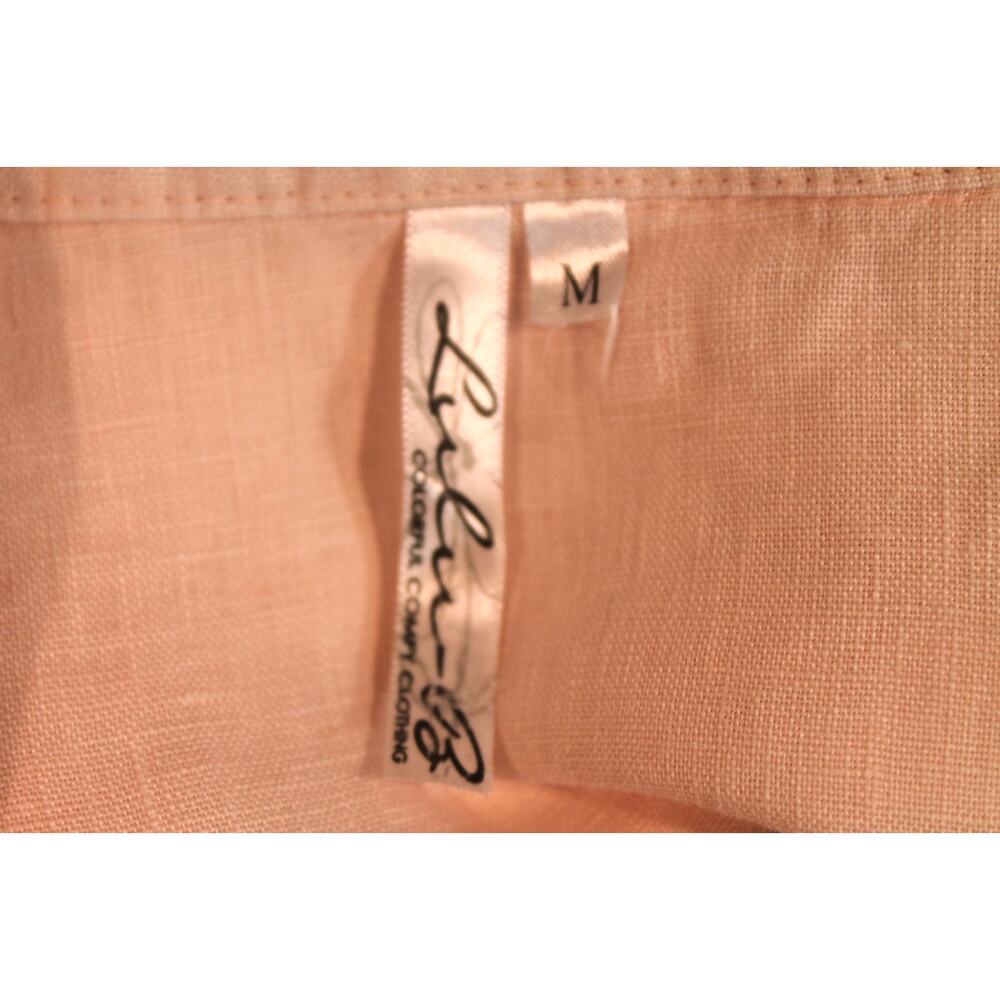 Lulu B Coastal Linen Jacket Womens M Peach Frayed Edges Lightweight Button Up - Picture 6 of 8